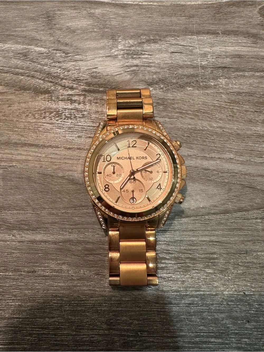 Michael Kors Gold-Tone Crystal Accent Chronograph Watch